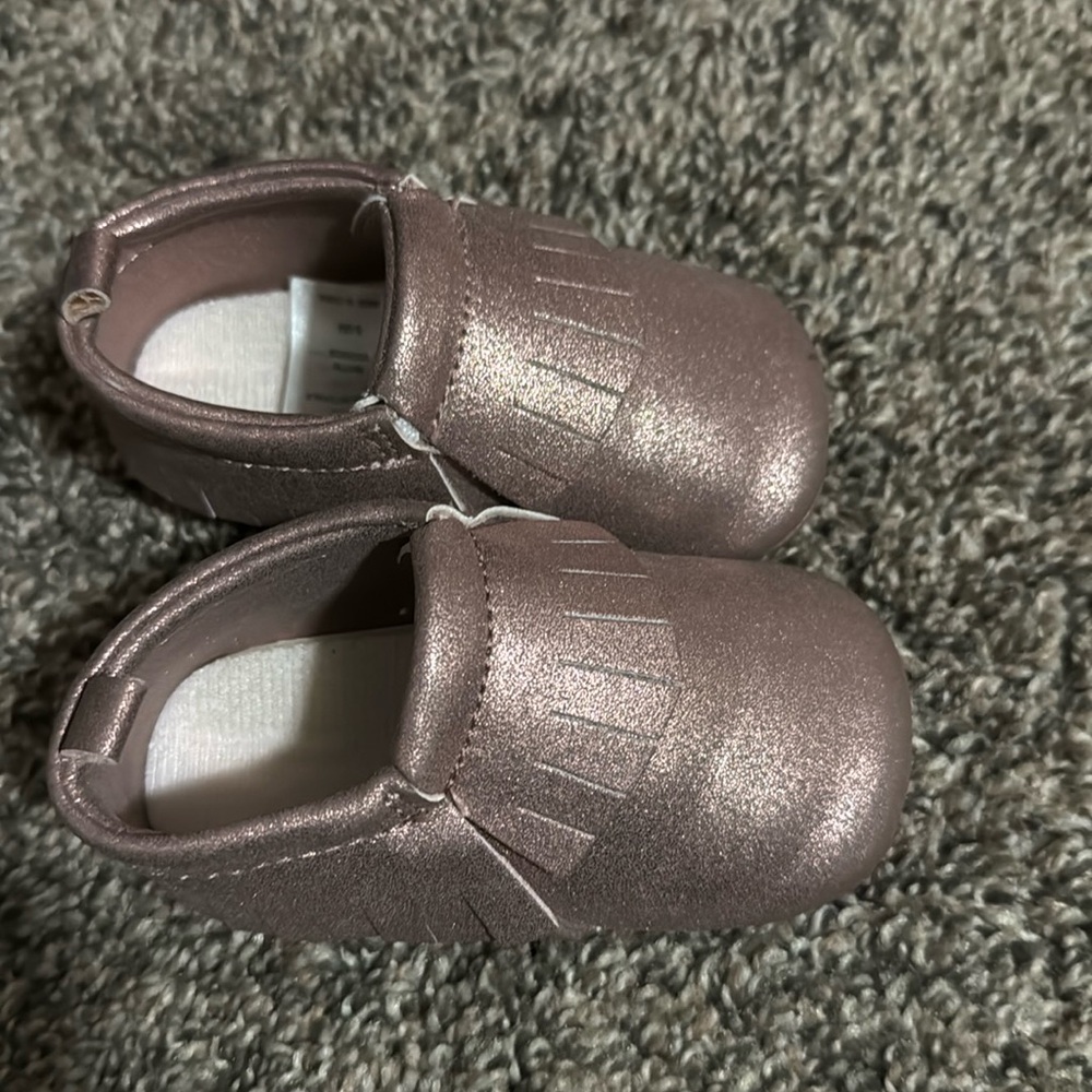 Rose Gold Moccasins Size 3